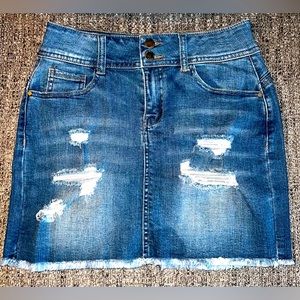 C’EST TOI Size Small Blue Jean Skirt 14” waist and 14” length